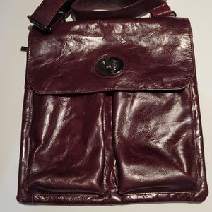 Danier Red Wine Leather Bag with Large‎ pockets